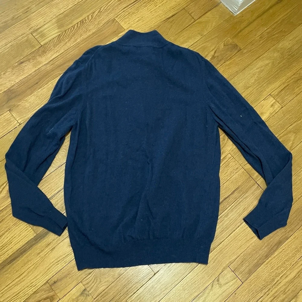 Filippo‎ Riberti Men's Large Navy Blue Wool Cashmere Blend Quarter Zip Sweater